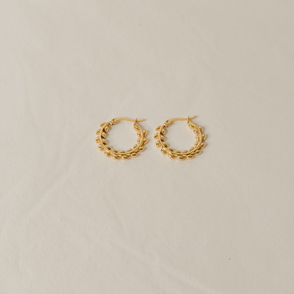 18K Gold Plated Leaf Hoop